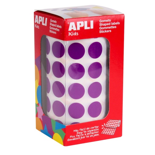 Etiquetas adesivas em rolo 15mm roxo APLI KIDS -  2832 unidades