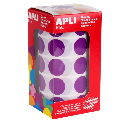 Etiquetas adesivas em rolo 20mm roxo APLI KIDS -  1770 unidades
