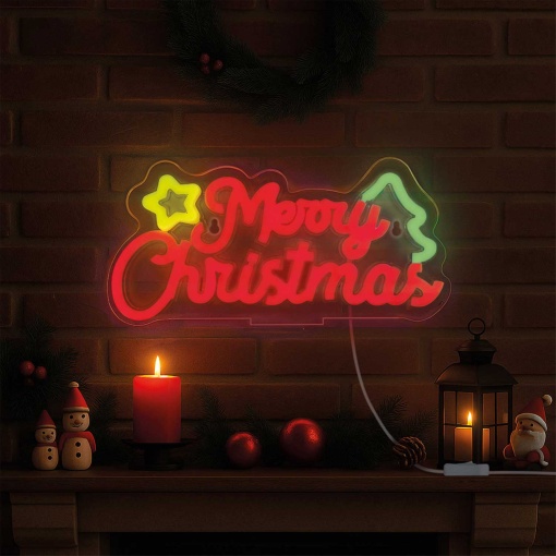 Placa LED com efeito néon It's a Sign - Merry Christmas LEGAMI It's Christmas Time