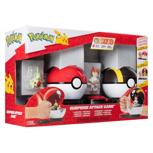 Pokémon jogo ataque surpresa - Larvitar + Scorbunny com Poké Ball e Ultra Ball