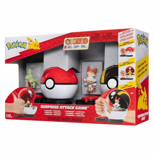 Pokémon jogo ataque surpresa - Larvitar + Scorbunny com Poké Ball e Ultra Ball