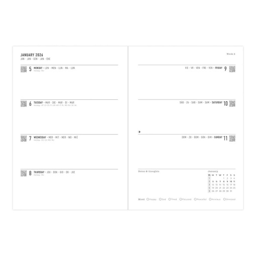 Agenda semanal A5 2026 Letts of London Conscious Rosewater