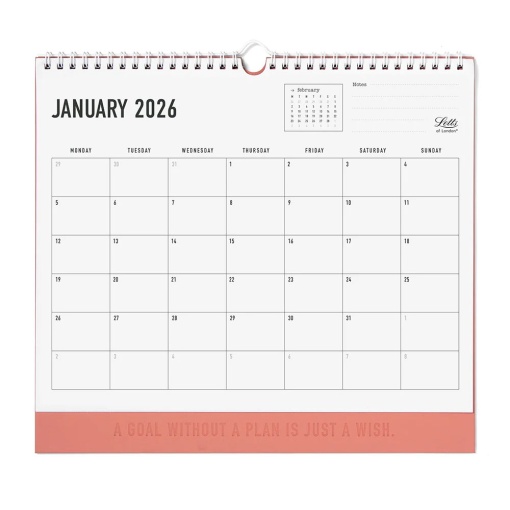 Calendário de parede 2026 Letts of London Conscious 30x27cm Clay