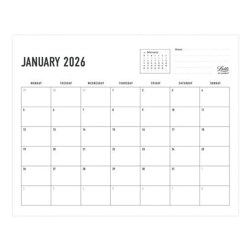 Calendário de parede 2026 Letts of London Conscious 30x27cm Clay