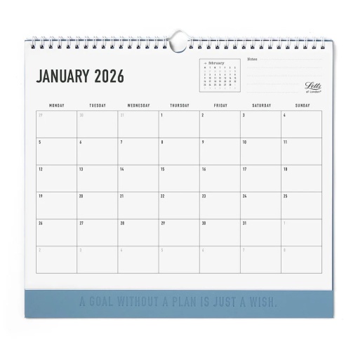Calendário de parede 2026 Letts of London Conscious 30x27cm Ocean