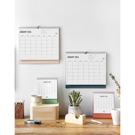 Calendário de parede 2026 Letts of London Conscious 30x27cm Rosewater