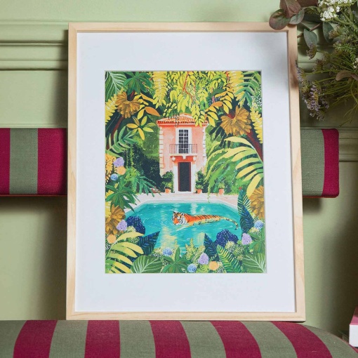 Pintar por números La Petite Épicerie Petit Pinceau 24,5x32,5cm - Tigre à relaxar na minha piscina