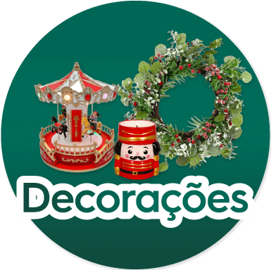Decoração: Carrosel, vela e coroa de Natal